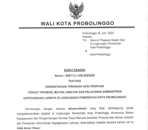 edaran penipuan